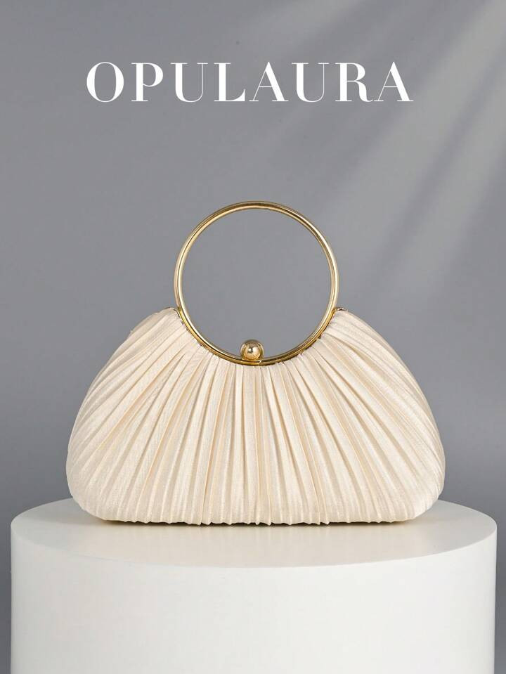 OpulAura Women Metallic Luxury Evening Clutch Bag, Elegant Leather Handbag, Shiny Formal Party Ba... | SHEIN