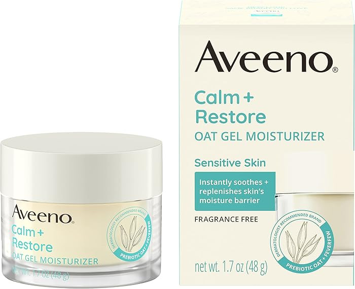 Aveeno Calm + Restore Oat Gel Facial Moisturizer for Sensitive Skin, Fast-Absorbing, Soothing Lig... | Amazon (US)