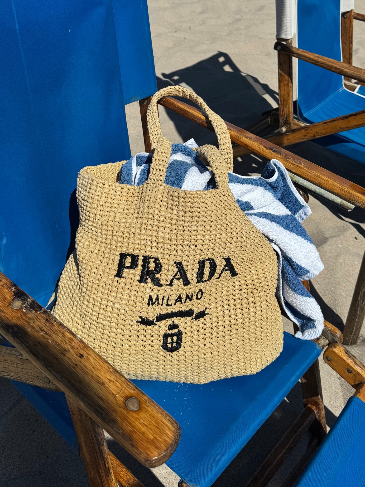 Prada large raffia tote - my favorite beach bag 
