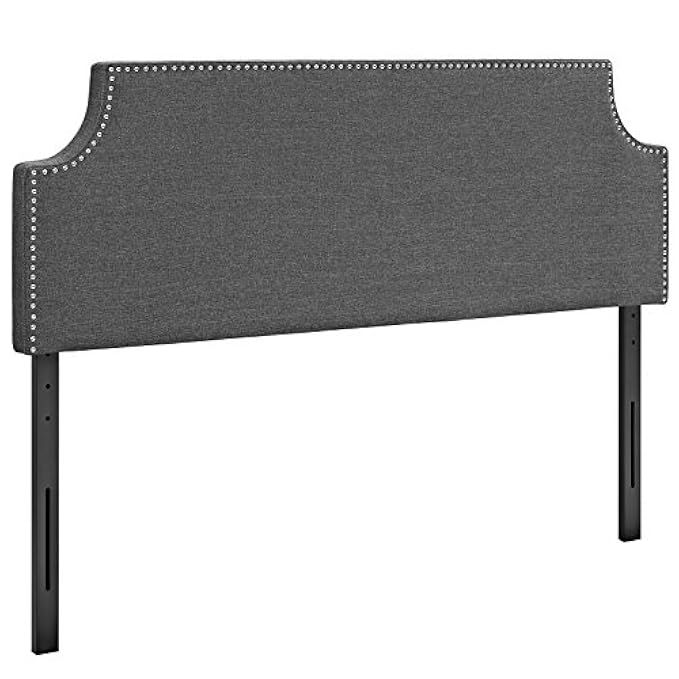 Modway Laura Upholstered Fabric Headboard Full Size With Cut-Out Edges and Nailhead Trim In Gray | Amazon (US)
