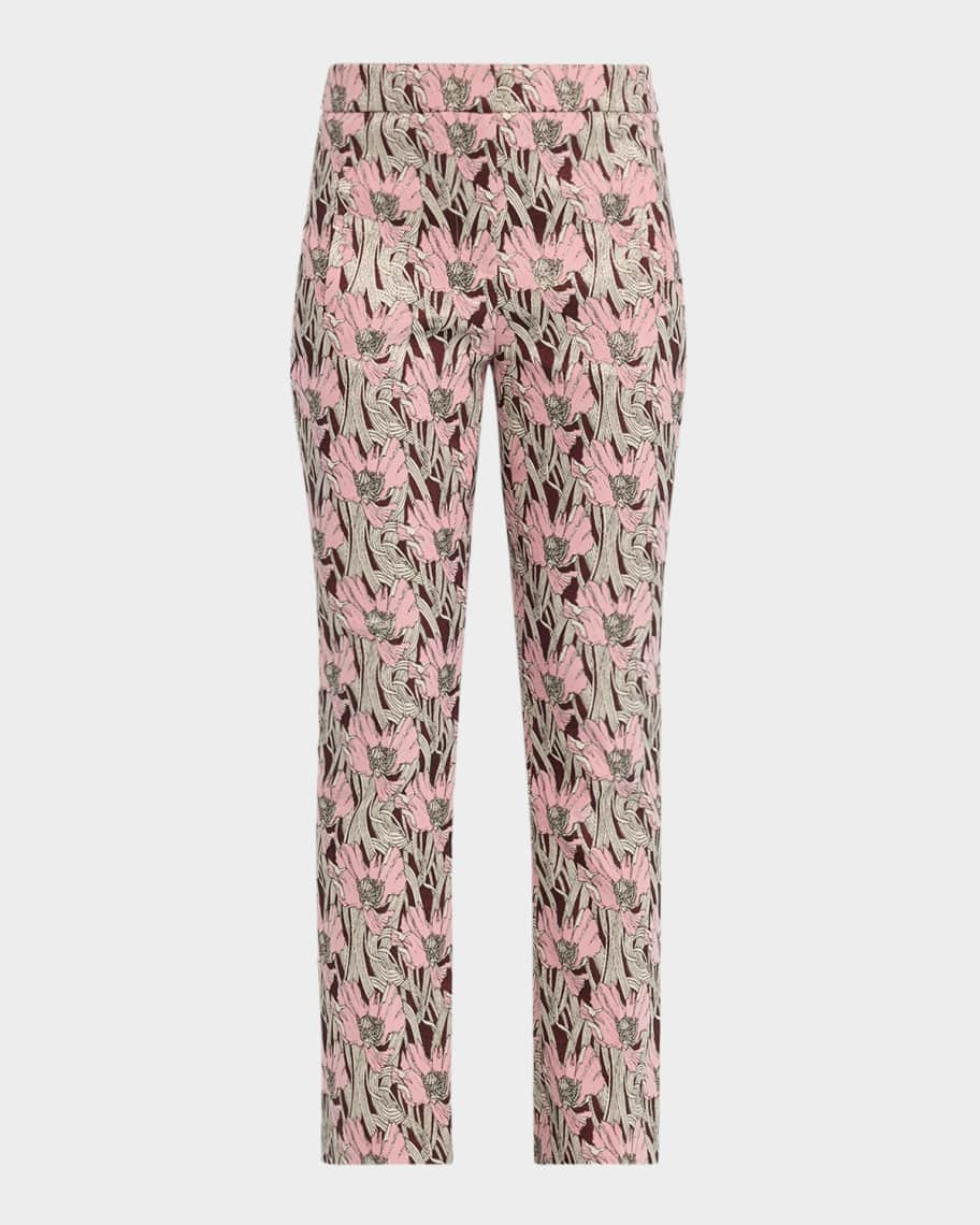Veronica Beard Arte Metallic Floral Pants | Neiman Marcus