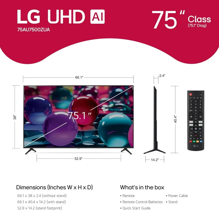 LG 75" 4K UHD UA75 AI Smart TV, 75UA7500 | Walmart (US)