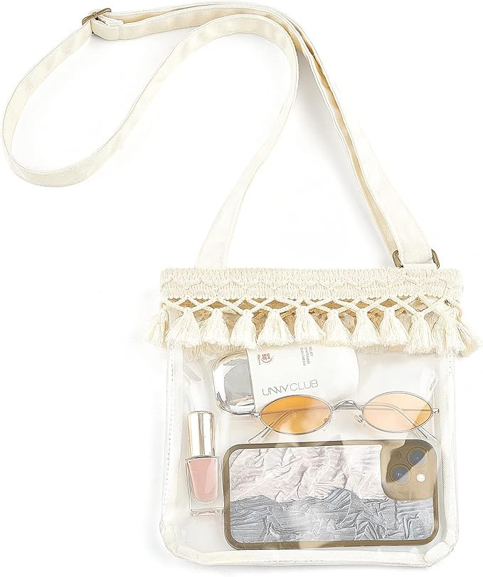 Mkono Clear Bag Stadium Approved Clear Concert Purse with Macrame Tassel Transparent Sports Fan H... | Amazon (US)
