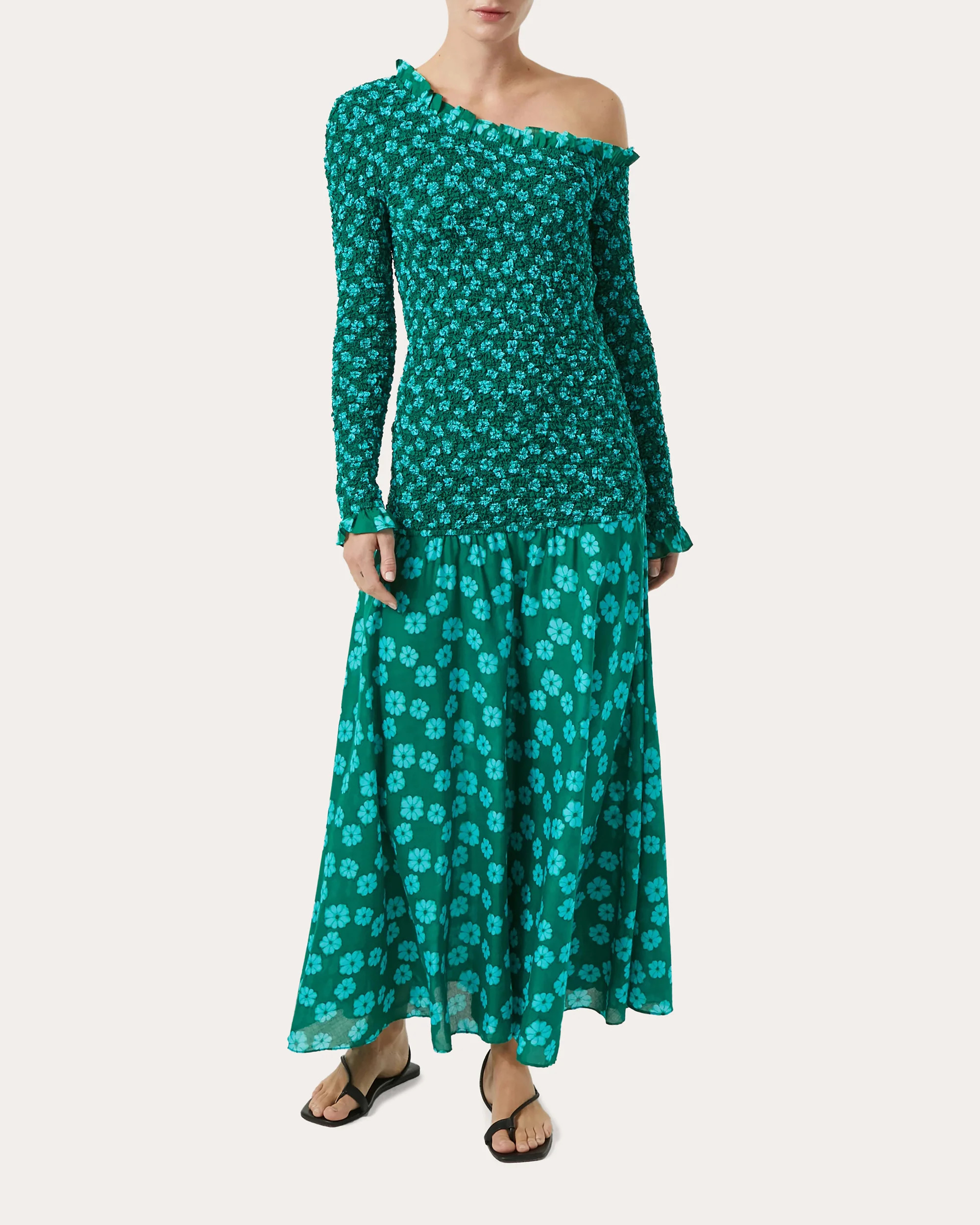 RHODE Women's Lettie Maxi Dress in Forest Bombay Bloom Ditsy Cotton/Viscose | Olivela