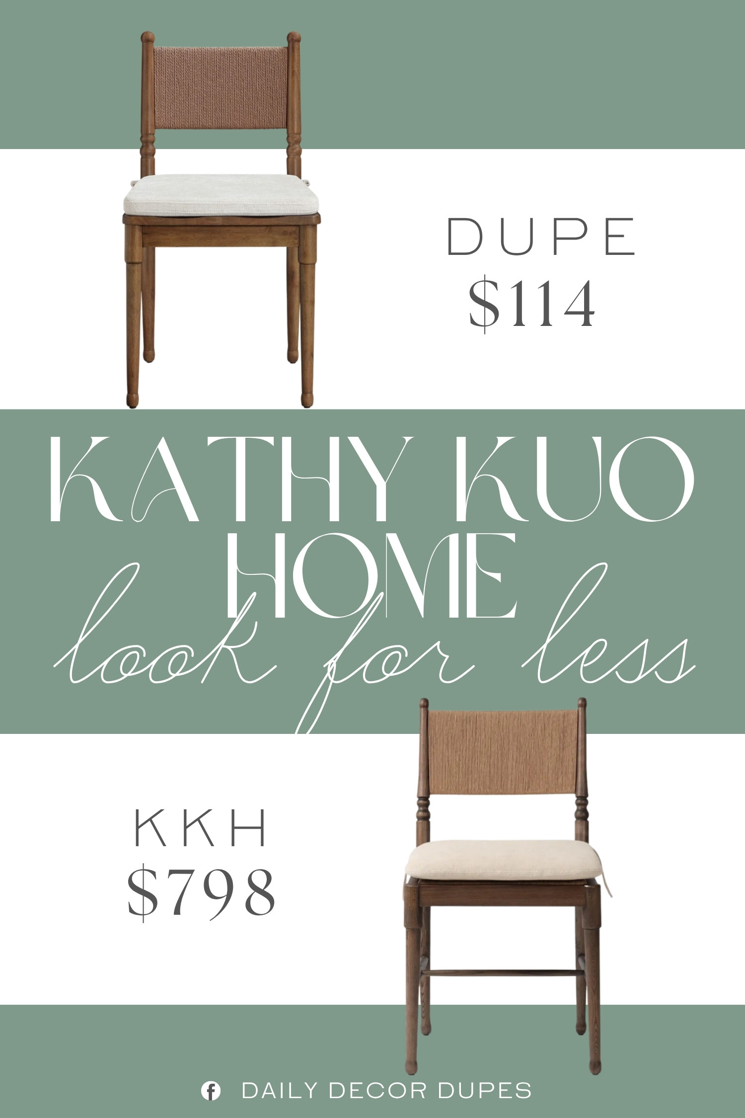 The Kathy Kuo Home Fayth Broadway Dune Linen Dining Chair combines a natural wood frame, woven backrest, and soft linen-look upholstered seat for a relaxed yet refined feel. The slender silhouette keeps the dining area visually light, while the mix of warm wood and neutral upholstery works beautifully with coastal, traditional, farmhouse, and organic modern decor. At around $114, compared with the $798 designer version shown, a similar style makes it easier to bring an elevated dining room look home at a more approachable price. 🪑

Home more affordable option find similar look for less budget friendly affordable cheap cheaper beautiful pretty. Clearance sale coupon code discount code promo code luxury Inspo inspiration inspired by idea ideas Love like these? I share multiple every day in my FB group.
#KathyKuoHomeInspired #DiningChair #LinenDiningChair #UpholsteredDiningChair #WovenBackChair #WoodDiningChair #NeutralDiningRoom #DiningRoomFurniture 

 #LTKHome