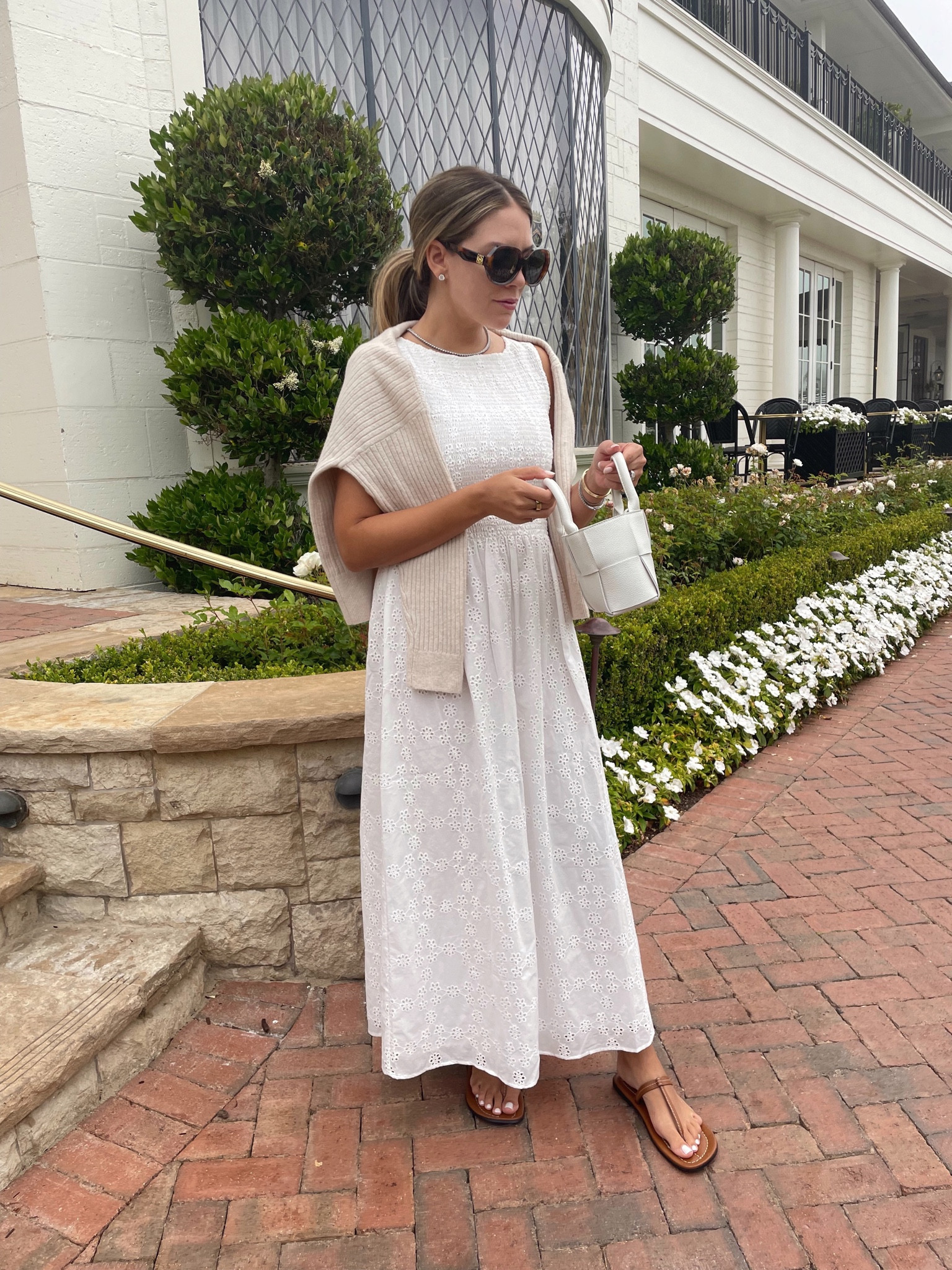 White dress and sweater 