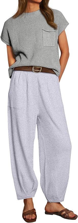 LILLUSORY 2 Piece Outfits For Women Trendy Lounge Sets Cozy Knit Sweater Short Sleeve Fashion Lou... | Amazon (US)