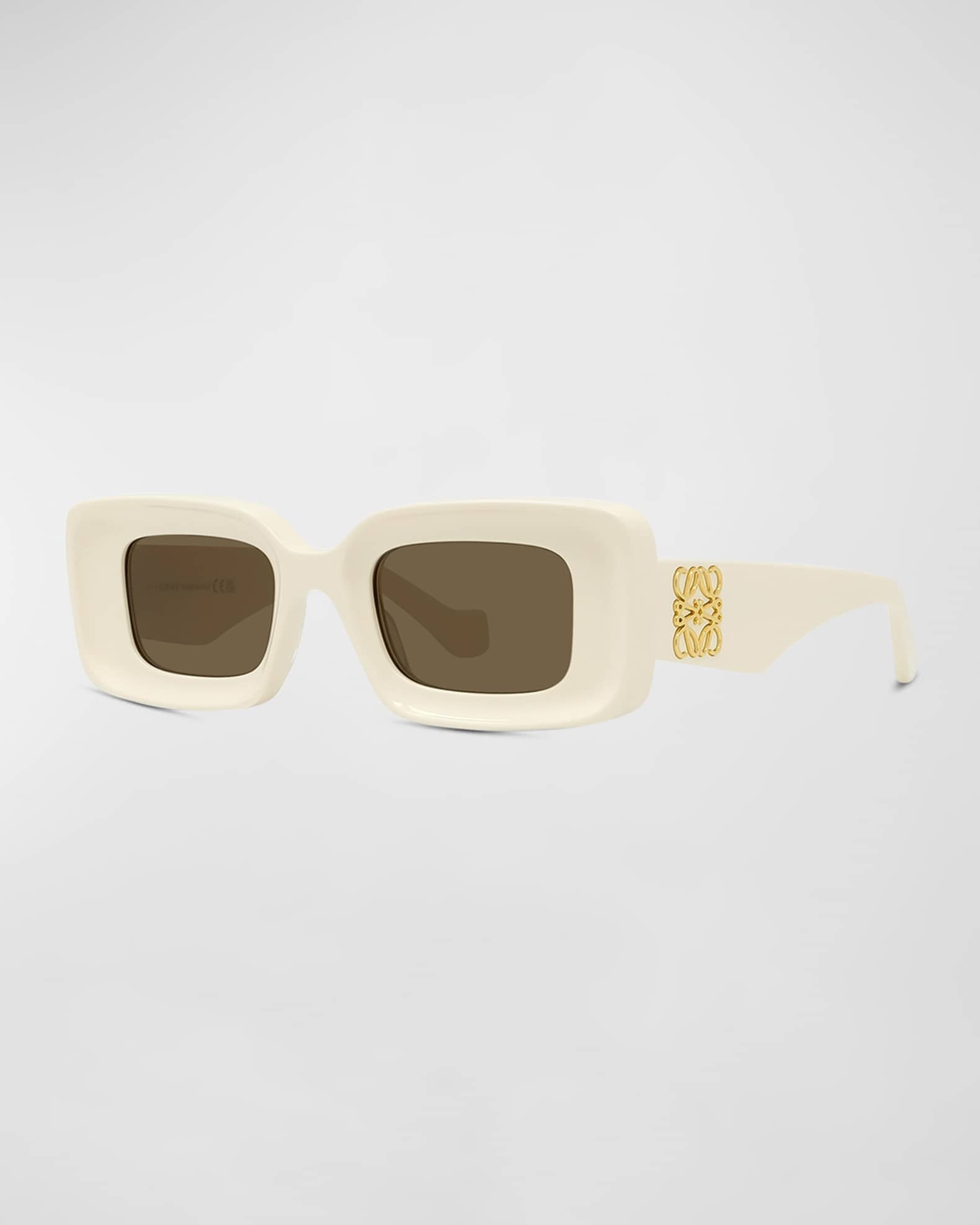 Loewe Anagram Beveled Acetate Rectangle Sunglasses | Neiman Marcus