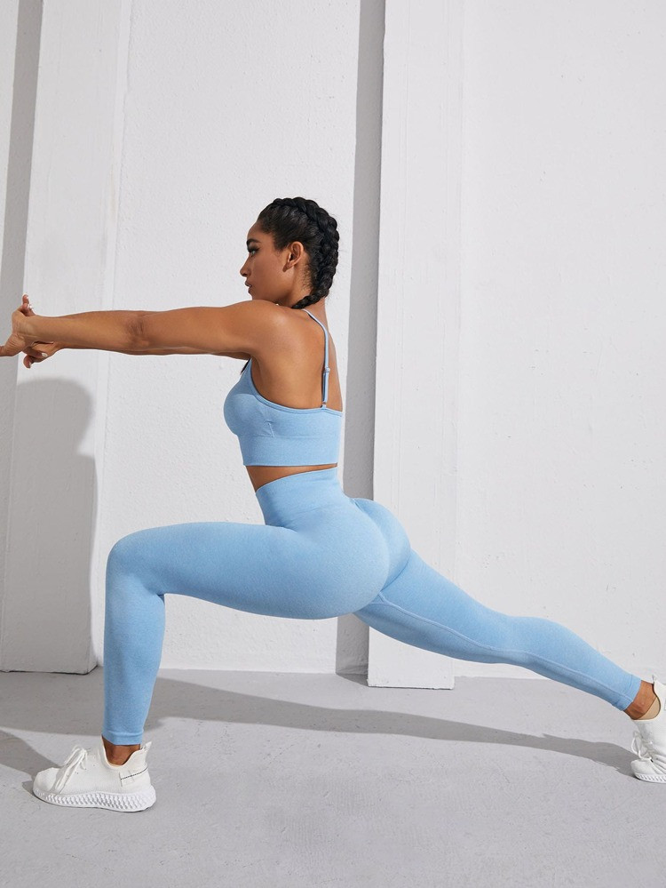 Solid Sports Bra & Leggings | SHEIN