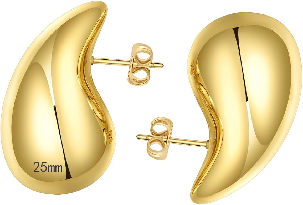Ascona 25/32/47mm Chunky Gold Hoop Earrings for Women | Lightweight Tear Drop Earrings | Gold Dro... | Amazon (US)