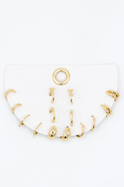 Seven Pair Hoops Earrings Set for Women in Gold | Glik's