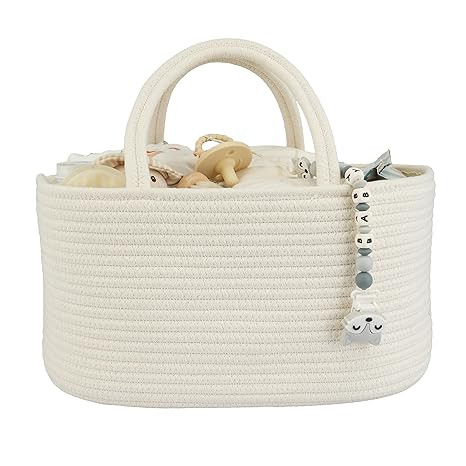 Large Baby Diaper Caddy Organizer for Girl Boy Rope Nursery Storage Bin Basket Portable Holder To... | Amazon (US)