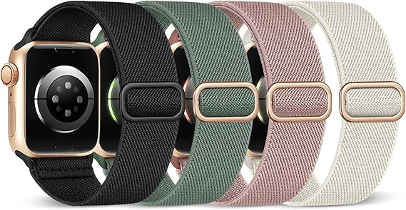 4 Pack Stretchy Nylon Bands Compatible with Apple Watch Band 38mm 40mm 41mm 42mm 44mm 45mm 49mm f... | Amazon (US)