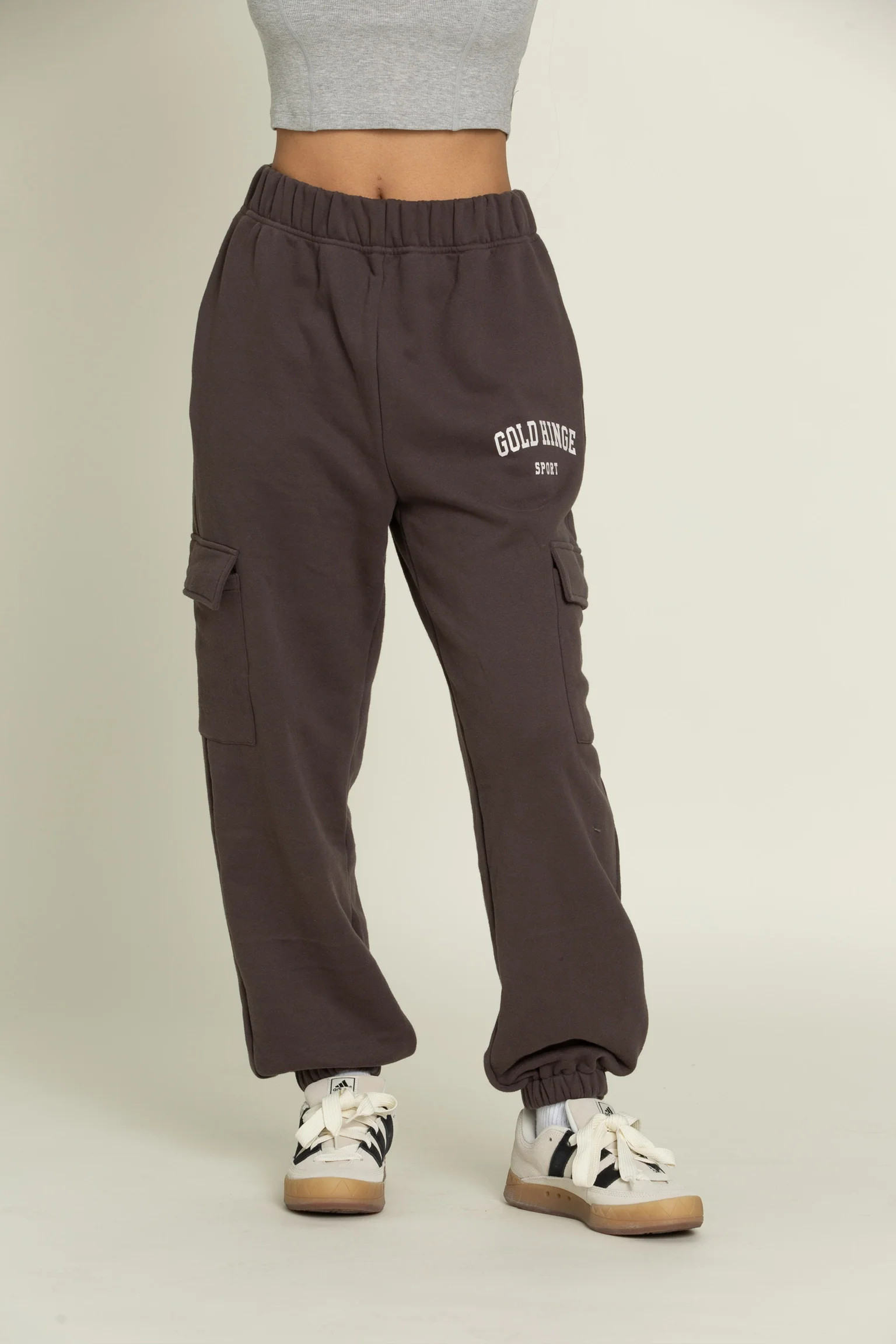 Charcoal Cargo Jogger Sweatpants | Gold Hinge