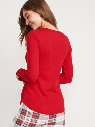Printed Thermal-Knit Long-Sleeve Pajama Top for Women | Old Navy (US)