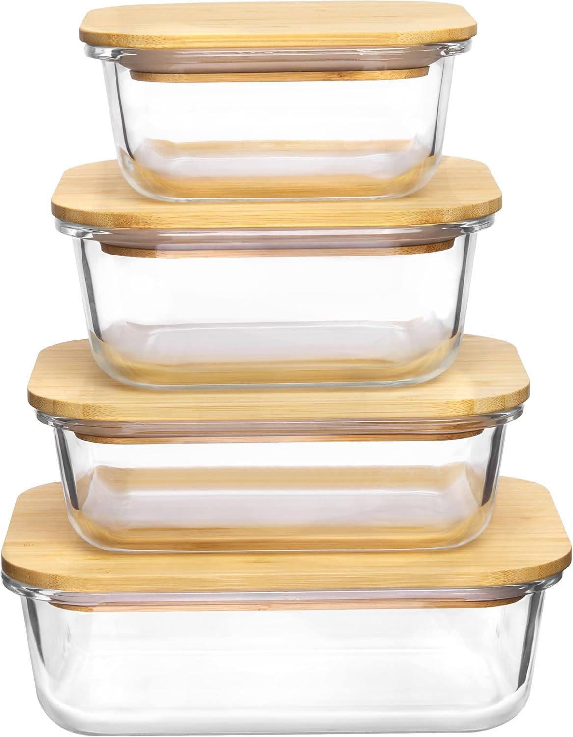 Vtopmart Glass Food Storage Containers with Bamboo Lids, 4 Pack Meal Prep Glass Containers Safe f... | Amazon (US)