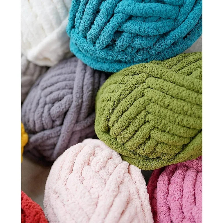 1Pcs Chunky Knit Chenille Yarn for Hand Knitting Blankets, Super Soft Big Jumbo Blanket Yarn | Walmart (US)