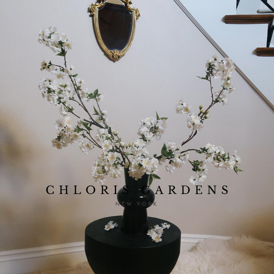 37 Silk Cherry Blossom Flower Branch in 3 Colors, Artificial Cherry Blossom Stem, Faux Flower Cen... | Etsy (US)