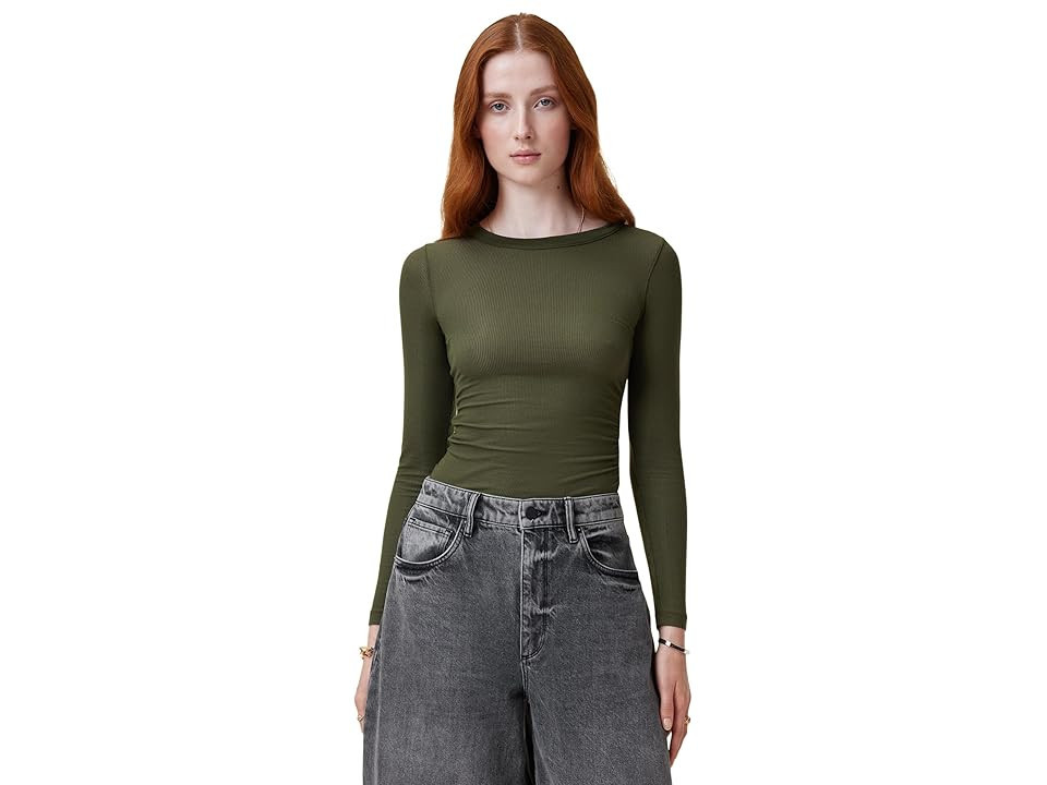 AllSaints Bec Long Sleeve T-Shirts Women's Clothing Grape Leaf Green : LG, Elastane/Lyocell | Zappos