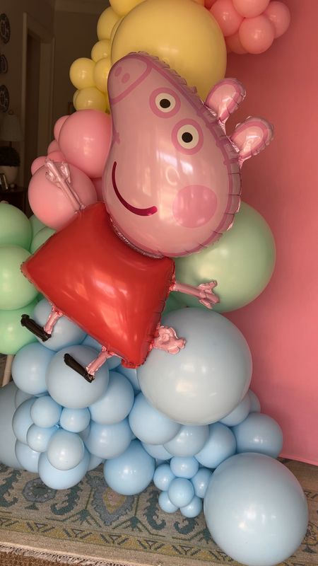 Peppa Pig Party Backdrop! If you don’t want to buy larger quantities of balloons you can purchase from the Etsy shop link here and choose your colors! 

#LTKHoliday 

#LTKparties