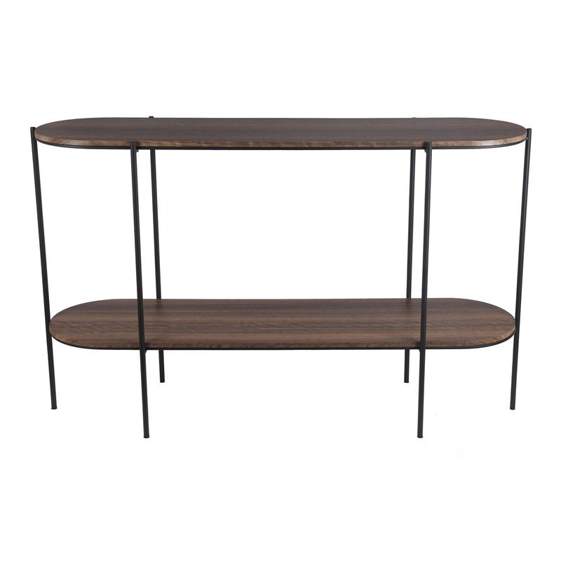 Privilege 2-Tier Modern Metal Accent Console Table with Wood Top in Natural | Cymax