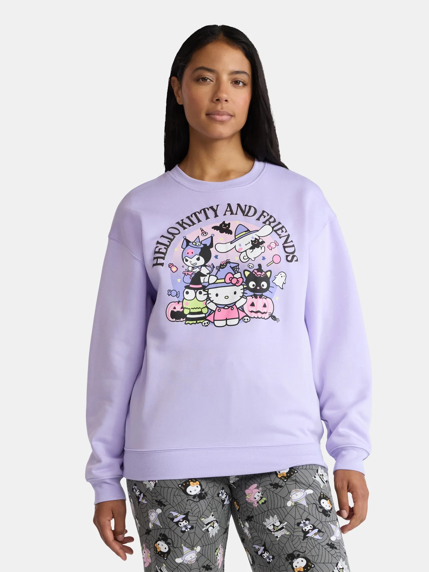 Hello Kitty Women's Halloween Front Back Graphic Sweatshirt with Long Sleeves, Sizes XXS-XXL | Walmart (US)