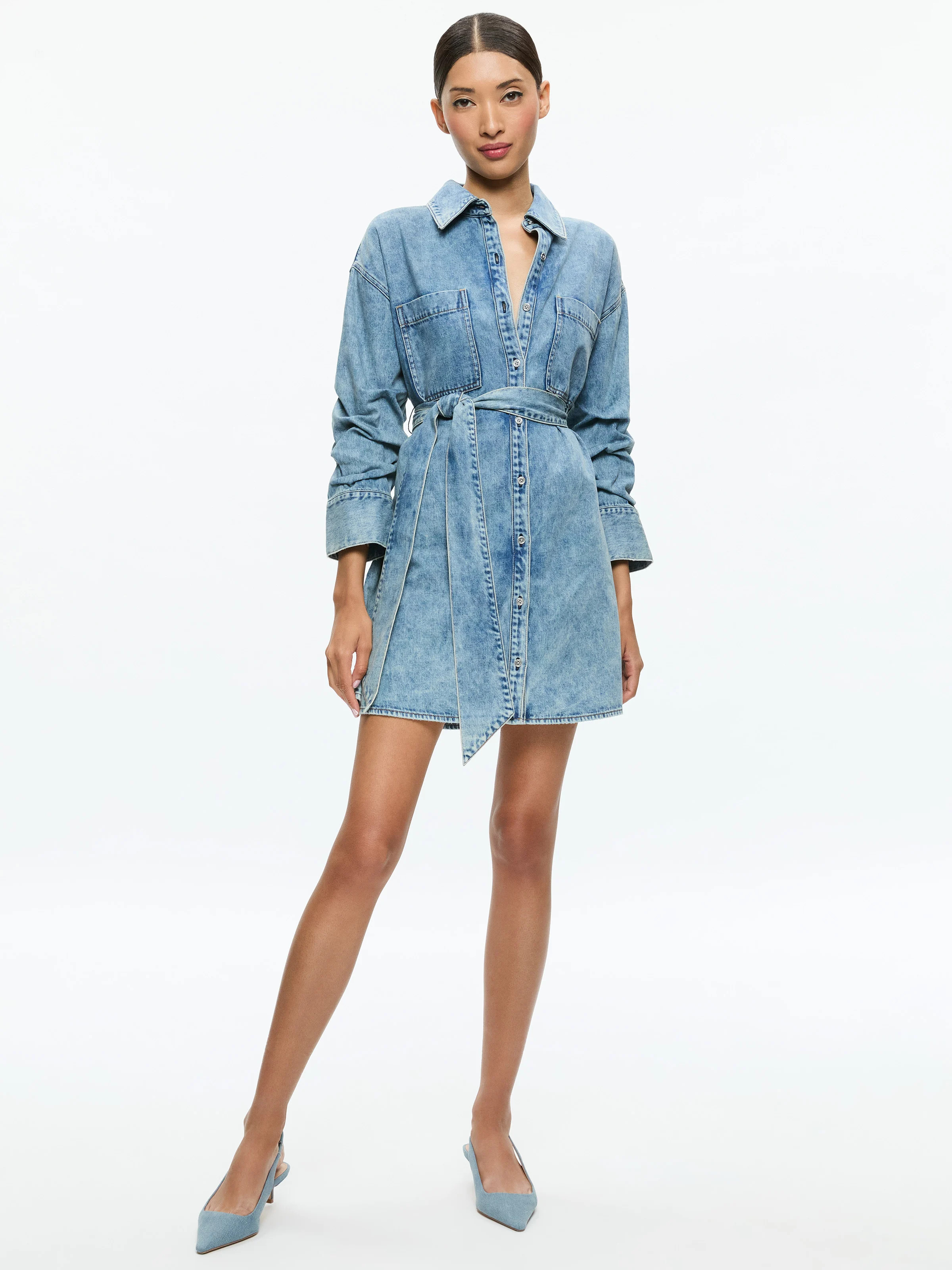 alice + olivia BRIGITA DENIM MINI DRESS | Alice + Olivia