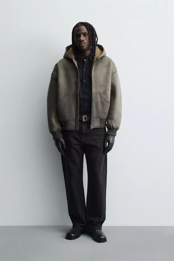 DOUBLE FACED WASHED FAUX LEATHER JACKET | Zara US