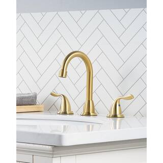 8 in. Widespread 2-Handle Bathroom Faucet with Pop-up Drain 3-Hole 360° Rotation Sink Faucet in ... | The Home Depot