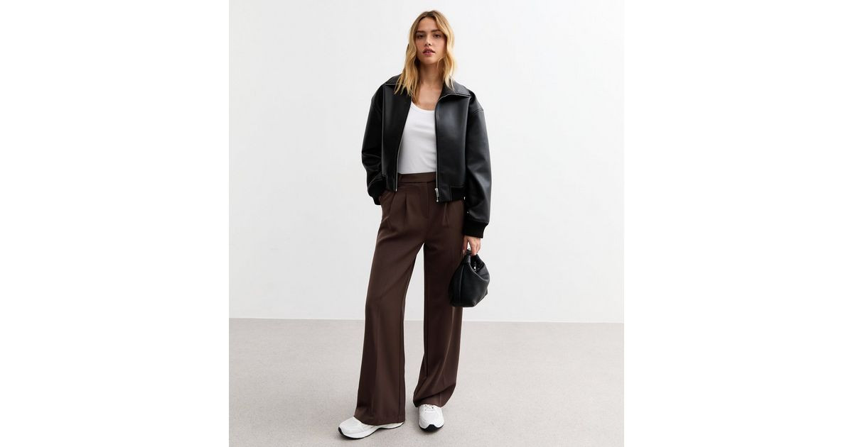 Dark Brown Wide Leg Trousers  | New Look | New Look (UK)