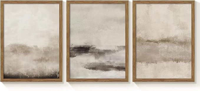 3 Piece Large Abstract Framed Wall Art, Neutral Beige Modern Art Wall Decor, Contemporary Minimal... | Amazon (US)