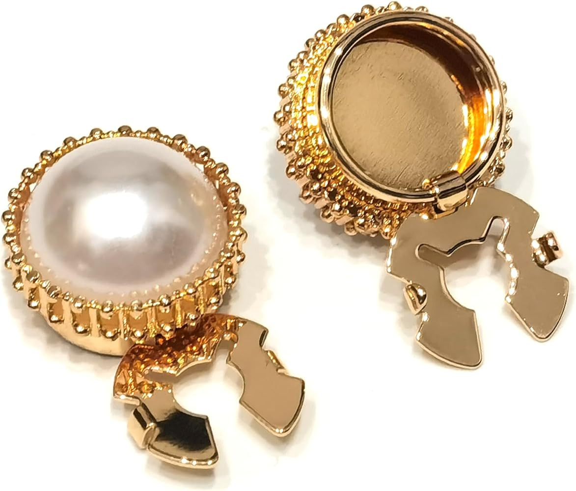 Cufflinks Button Covers for Women Blouses Pearl Buttons Cufflinks with Edging - Silver Golden Bas... | Amazon (US)