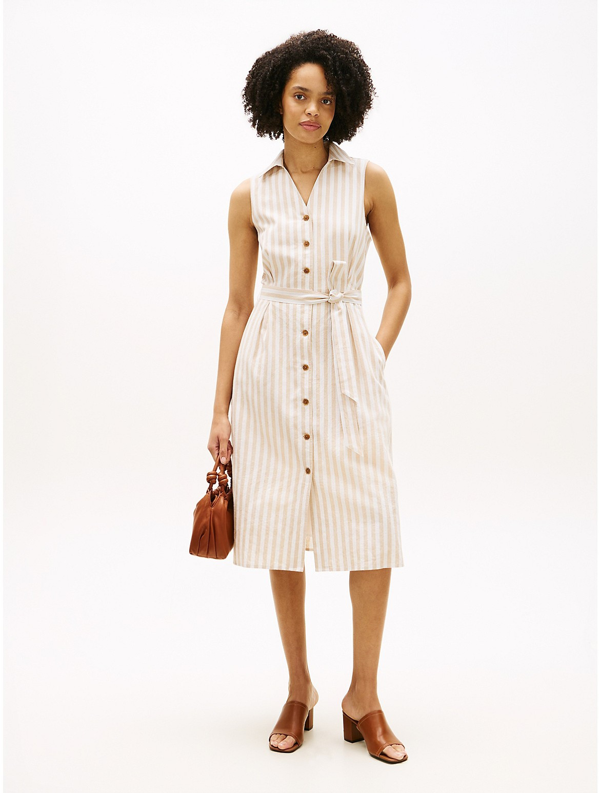 Tommy Hilfiger Women's Stripe Linen-Cotton Blend Shirtdress - Beige - S | Tommy Hilfiger (US)