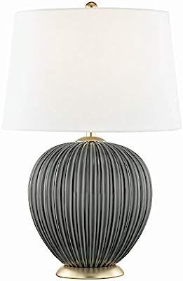 Overstock Mitzi by Hudson Valley Jessa Charcoal 1-Light Table Lamp with Gold Leaf Accents, Off Wh... | Amazon (US)