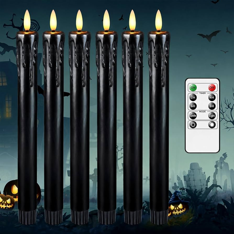 Lezonic Black Flameless Taper Candles Battery Operated with Remote, Long LED Candlesticks Flicker... | Amazon (US)