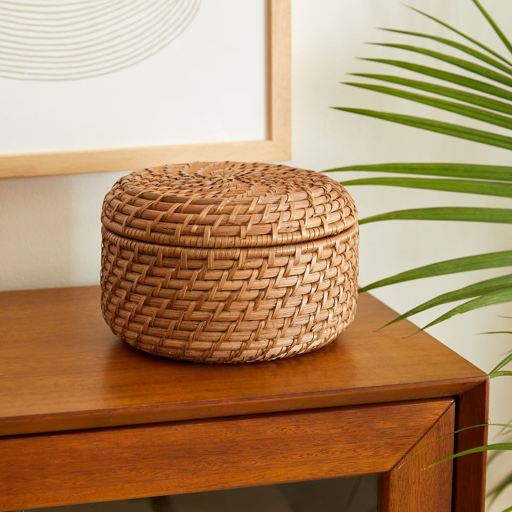 Modern Weave Rattan Round Storage Bins Collection - Natural | West Elm (US)