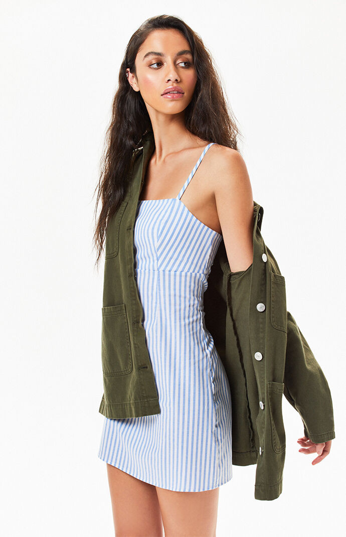 Kendall & Kylie Womens Woven Shift Dress - Blue/White | PacSun