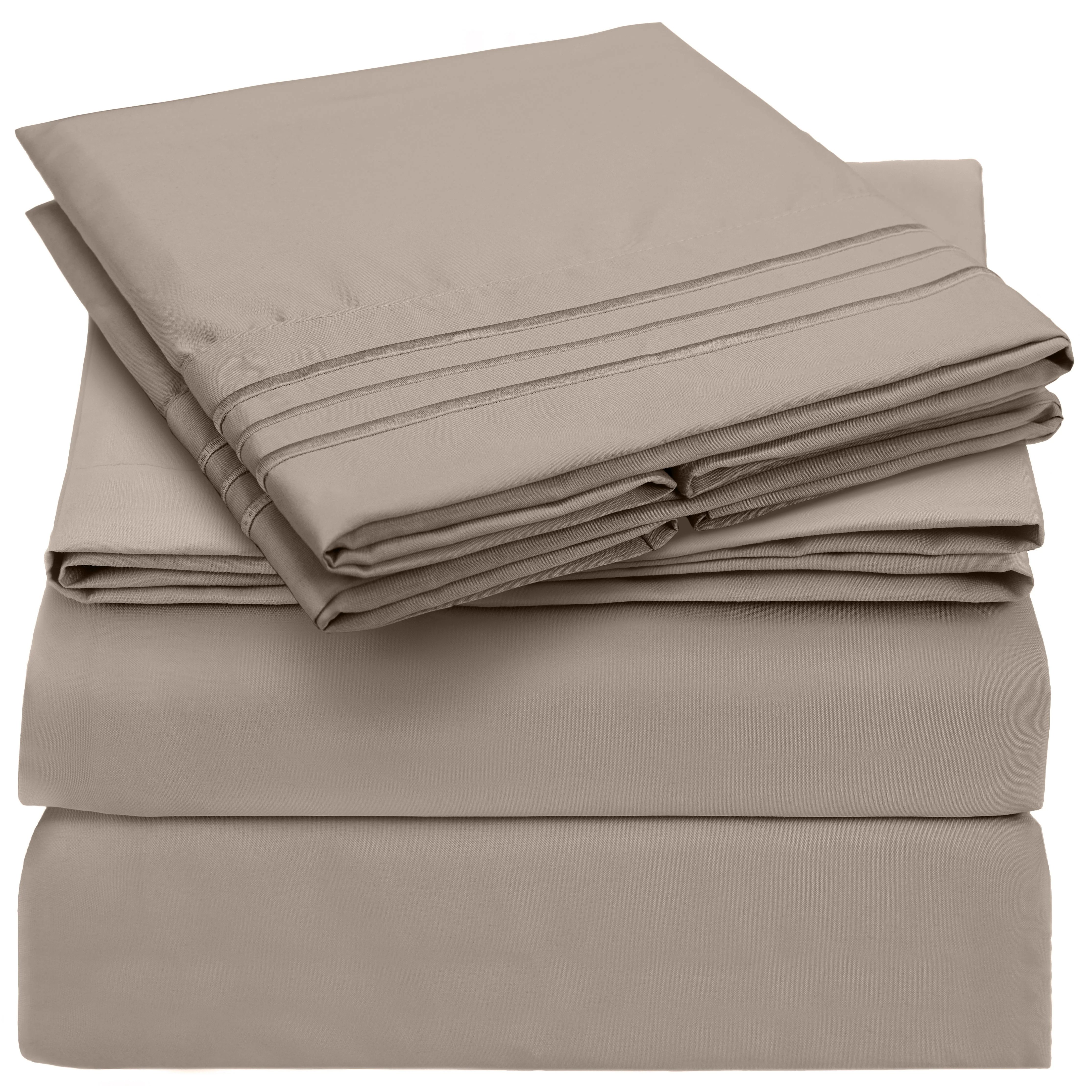 Mellanni Sheet Set Iconic Hotel Luxury Brushed Microfiber, Deep Pocket Sheet, 4 Piece Queen Tan | Walmart (US)