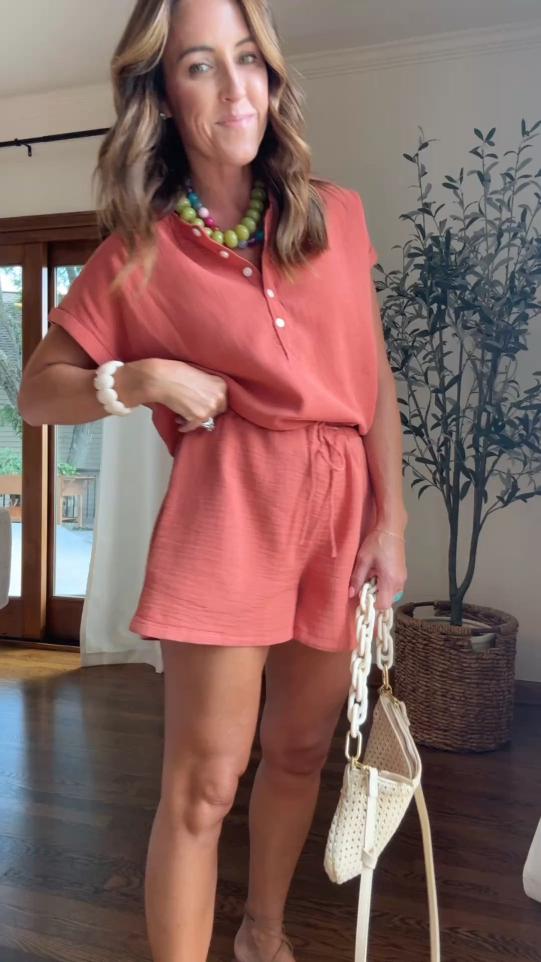 Gauze pieces that are light & airy! 
Spiced orange color here. 
Small shorts/ XS top
#quincepartner @onequince

#LTKootd #LTKSeasonal #LTKOver40