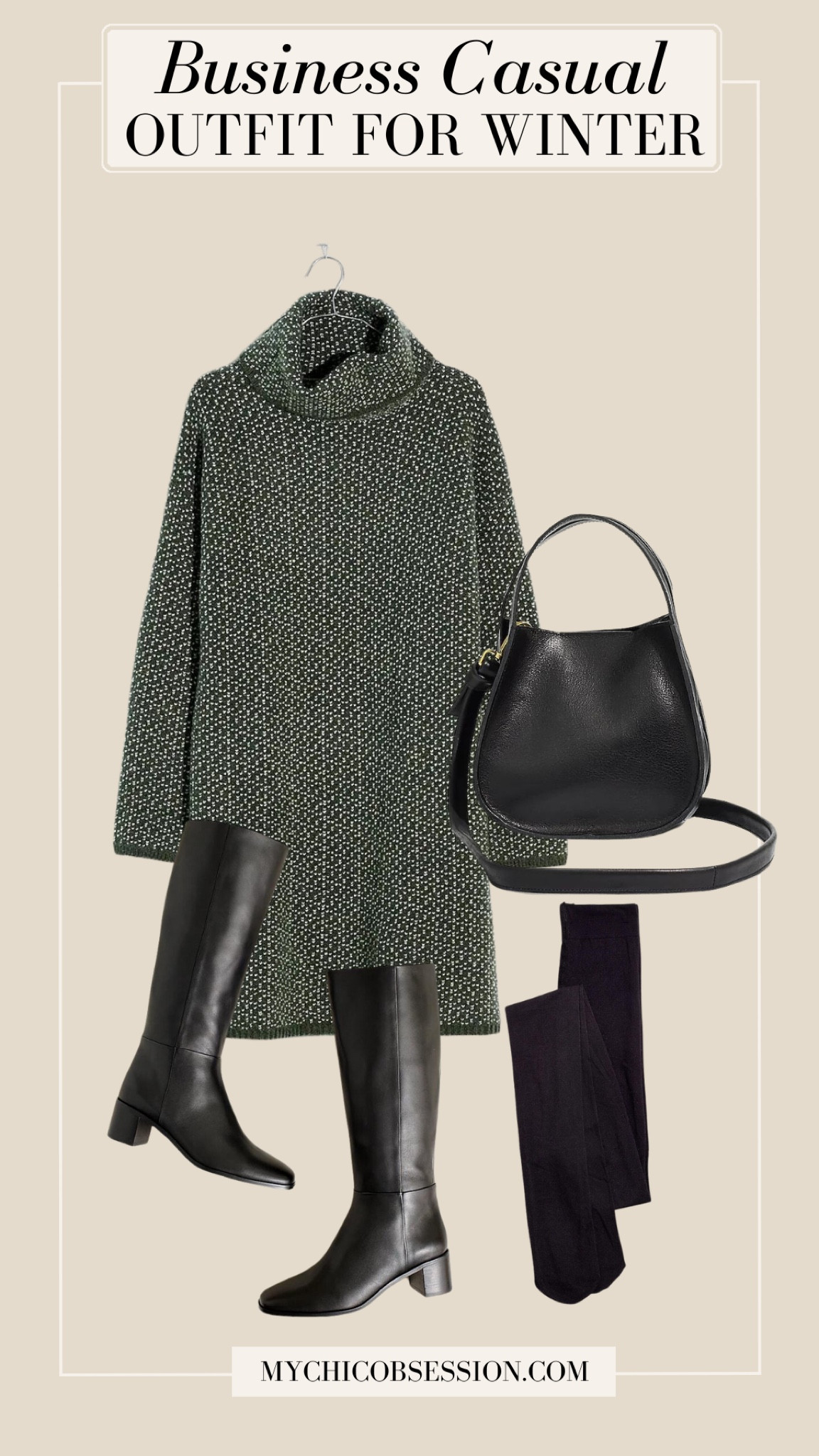 Another great option for a winter business casual look is a cozy knit sweater dress in a relaxed fit. Layer it with leggings or thick tights for extra warmth, and choose comfortable knee-high boots or low-heeled booties. 

#LTKworkwear #LTKSeasonal #LTKstyletip