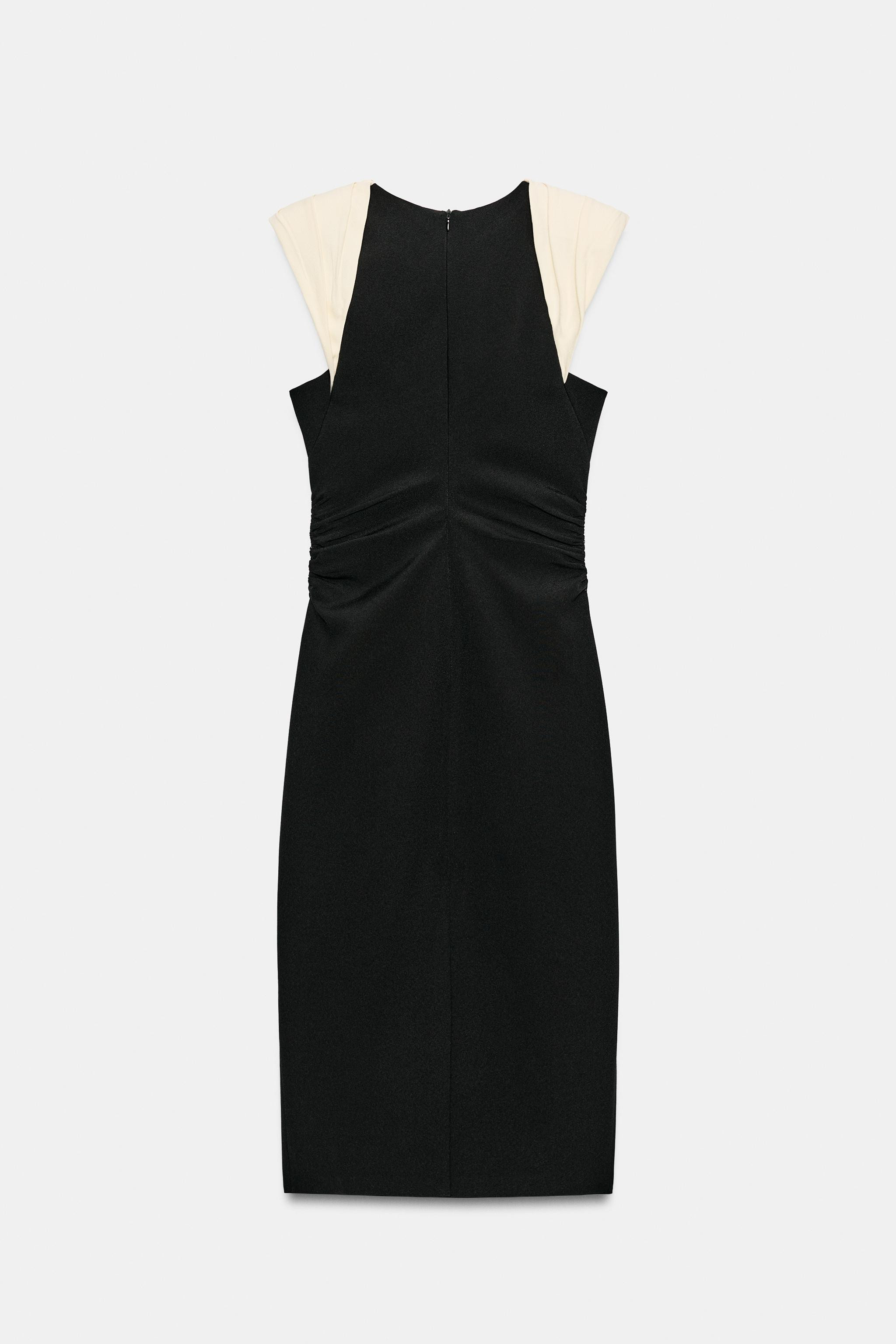 CONTRAST MIDI DRESS WITH SHOULDER PADS | Zara UK