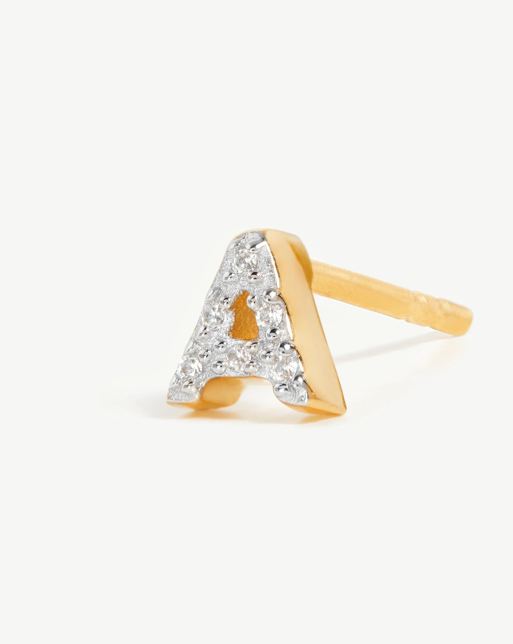 Pave Initial Single Stud Earring - Initial A | 18ct Gold Plated Vermei | Missoma