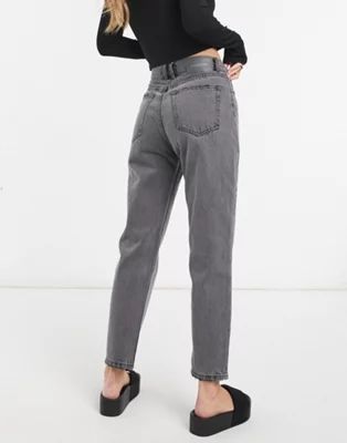 Pull&Bear high waist mom jean in dark grey | ASOS | ASOS (Global)