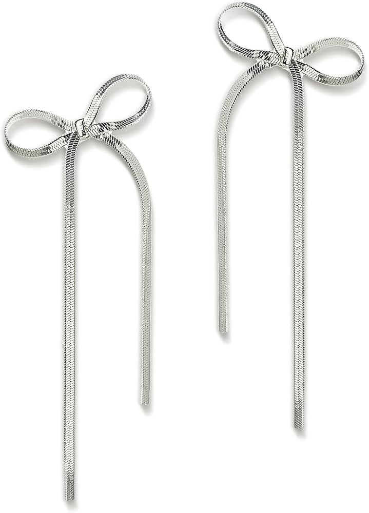 Agriajun Trendy Bow Post Stud Gold Earrings for Women - Sparkly Cute Ribbon Drop Dangle Fashion J... | Amazon (US)