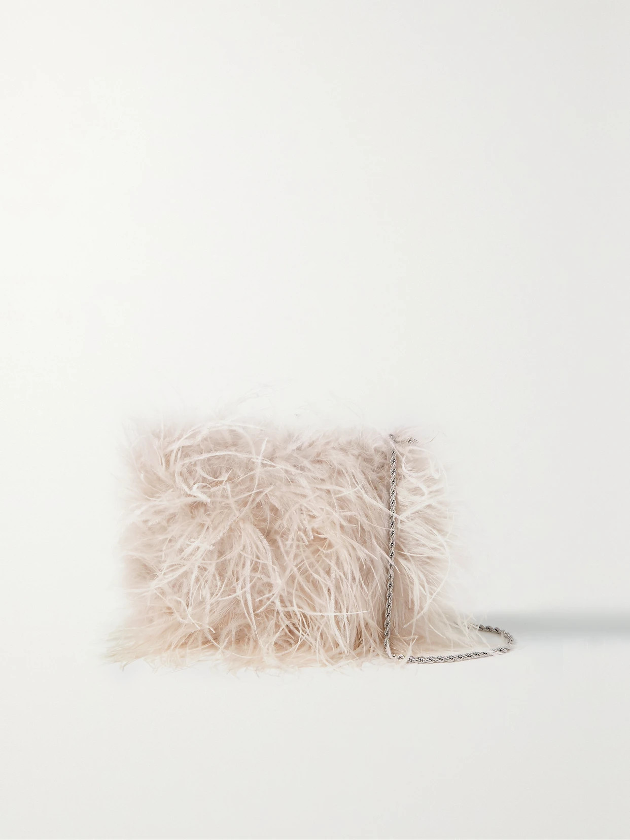 Loeffler Randall - Zahara Feather-trimmed Satin Shoulder Bag - Ecru | NET-A-PORTER (US)