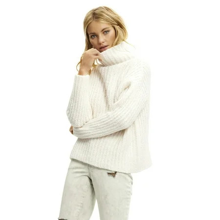 Scoop Women's Waffle Knit Turtleneck Sweater | Walmart (US)