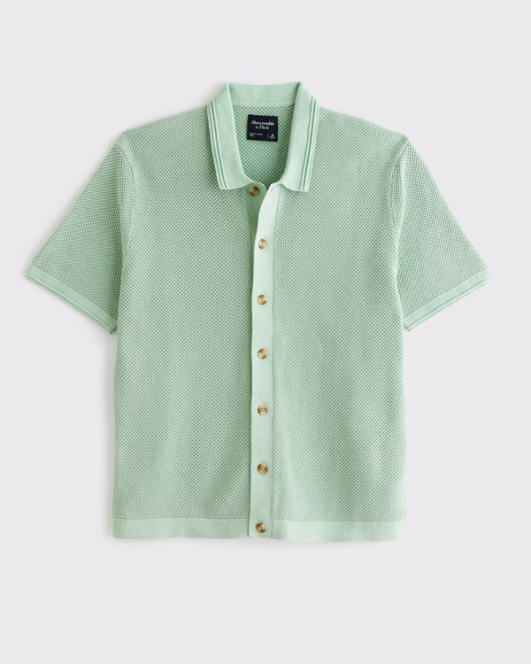Garment Dye Button-Through Sweater Polo | Abercrombie & Fitch (US)