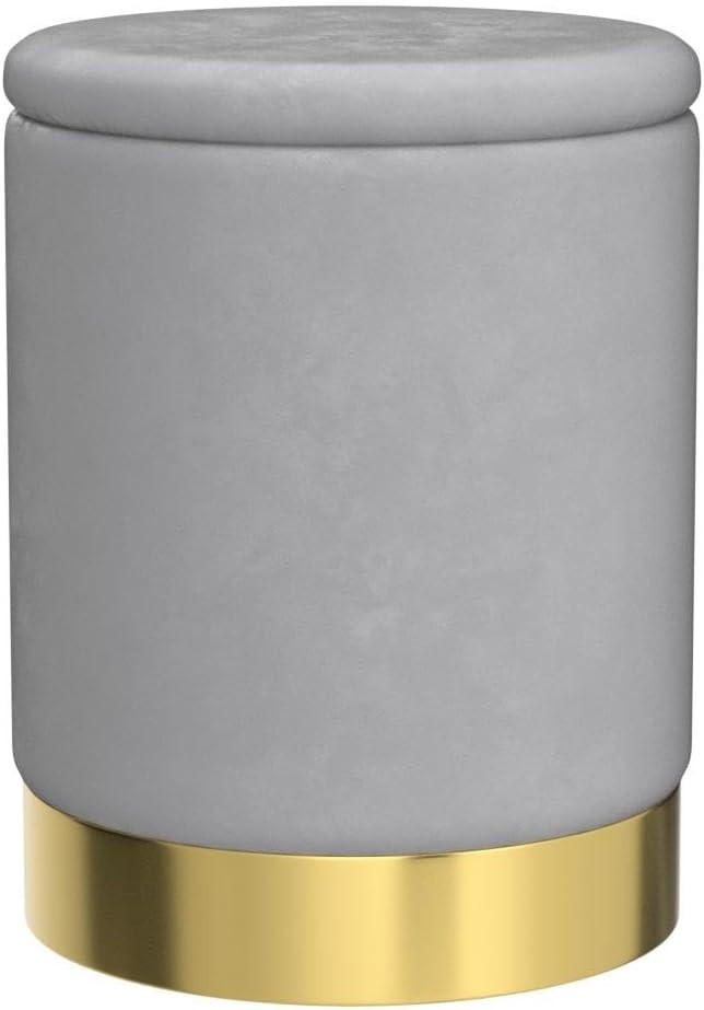 Mxfurhawa Velvet Storage Ottoman Multipurpose Footrest Stool with Metal Base Modern Round Vanity ... | Amazon (US)