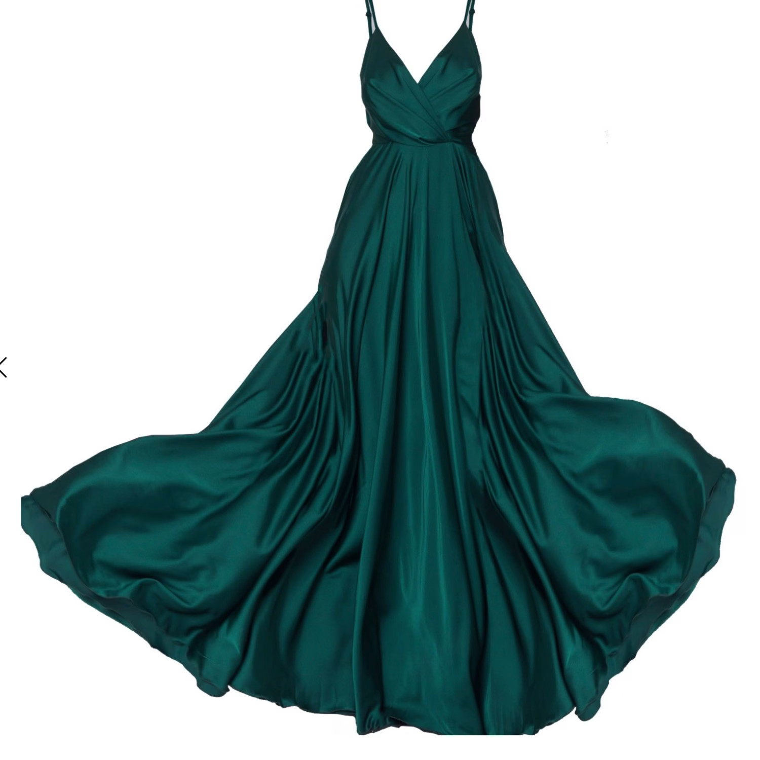 Emerald Satin Long Evening Dress | Wolf & Badger