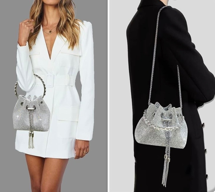 Obsessed with this under $25 evening bag that can be worn with a shoulder strap, or carried. Sparkles. Vegas. Bachelorette party. Affordable accessories. Girls night out. Date night. Statement bag. Purse  